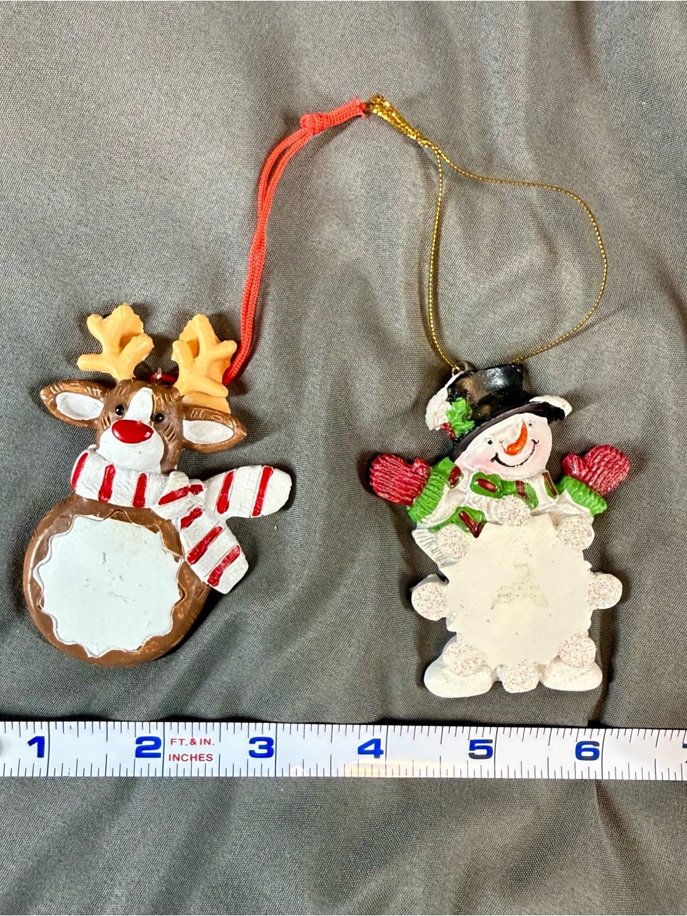 Festive Reindeer and Snowman Holiday Ornament Set - Red, Green, Brown